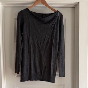 Ann Taylor Dark Gray Off-the-Shoulder Sweater
